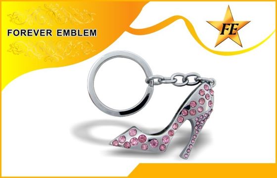 ส้นสูงรองเท้าโลหะส่งเสริมการขายพวงกุญแจเงินกับ Rhinestone