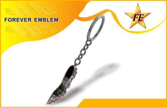 ส้นสูงรองเท้าโลหะส่งเสริมการขายพวงกุญแจเงินกับ Rhinestone