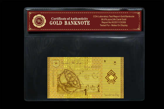 Gorgeous หมายเหตุ 1 ริงกิตมาเลเซียทอง 24k ธนบัตรที่มีผู้ถือพลาสติก
