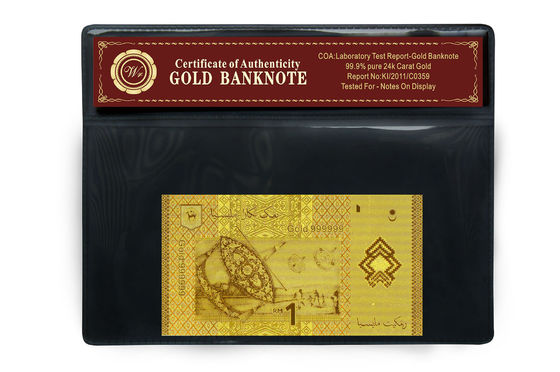 Gorgeous หมายเหตุ 1 ริงกิตมาเลเซียทอง 24k ธนบัตรที่มีผู้ถือพลาสติก