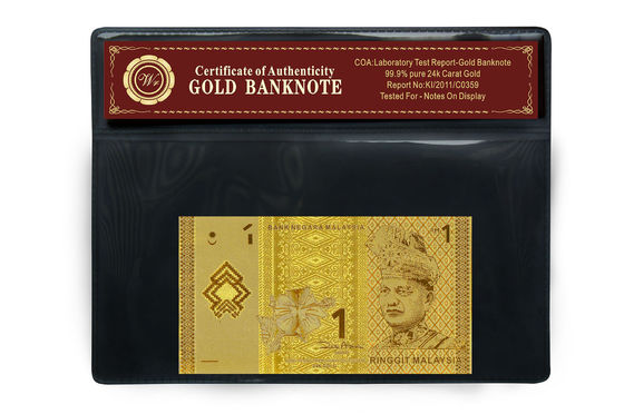 Gorgeous หมายเหตุ 1 ริงกิตมาเลเซียทอง 24k ธนบัตรที่มีผู้ถือพลาสติก