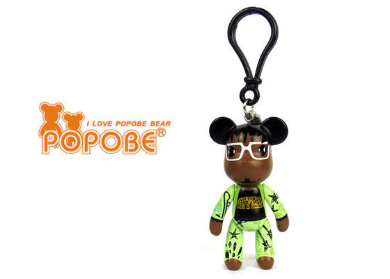 เป็นมิตรกับสิ่งแวดล้อม 3 นิ้ว POPOBE หมีพวงกุญแจสีขาวนักร้องกระเป๋าอุปกรณ์เสริม